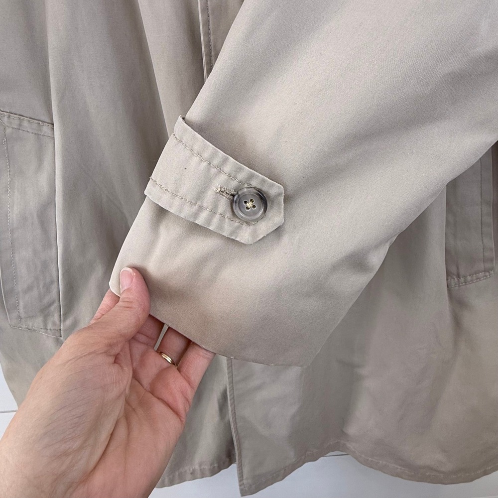 Vintage Eddie Bauer Down Lined Hidden Placket Trench Coat Heritage Tan 44 - Picture 7 of 13